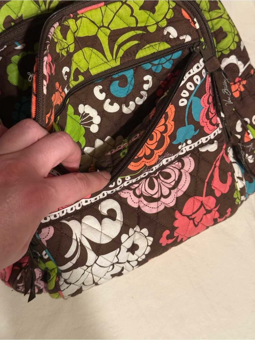 Retired Vera Bradley Mod Floral Pink Quilted Backpack - Picture 5 of 9